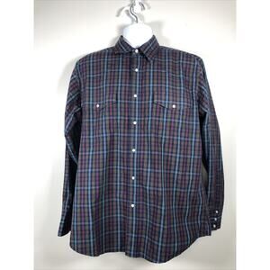 Wrangler Men's Pearl Snap Button Down Size L Long Sleeve Cotton Black